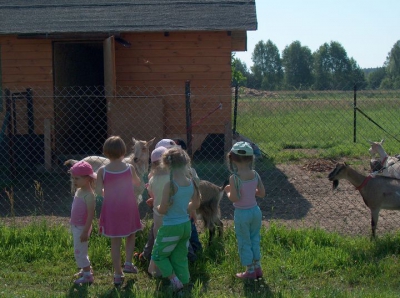 Radosne Maluchy na wycieczce do mini zoo.